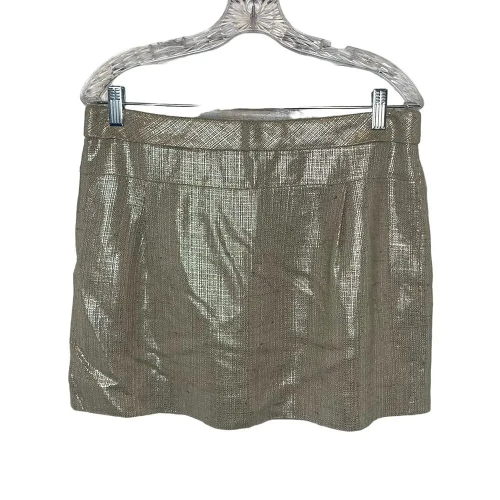 J. CREW COLLECTION Y2K 90s Women's Metallic Gold Mini Skirt NWT 8 Festival Retro - Picture 1 of 8